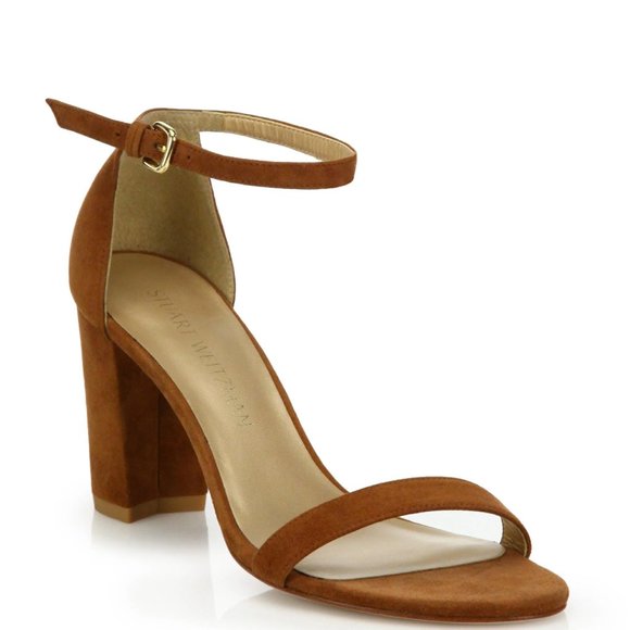Stuart Weitzman Shoes - Stuart Weitzman NearlyNude Suede Ankle Strap Heel Sandals